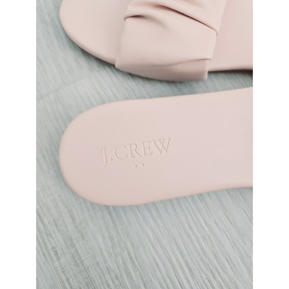 J Crew Menorca Scrunchie Strap Blush Pink Leather Slip On Slides Sandals 8.5 - Picture 4 of 6
